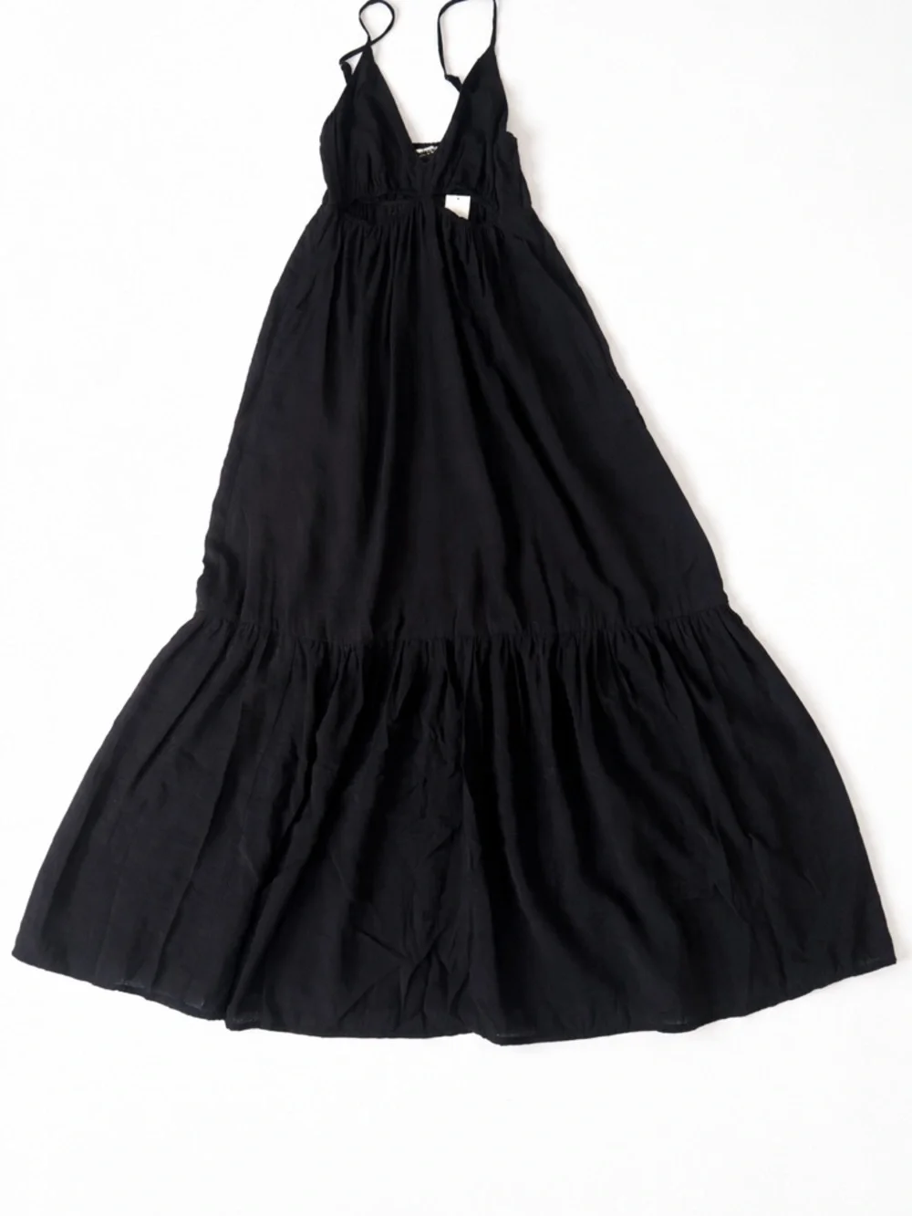 Abercrombie & Fitch Black Cutout Tiered Maxi Dress Flowy Babydoll NWT SP